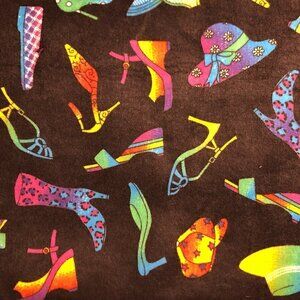 🛒 $13 Flannel Fabric - 2 1/2 yards Shoes Fashion Quilt Craft